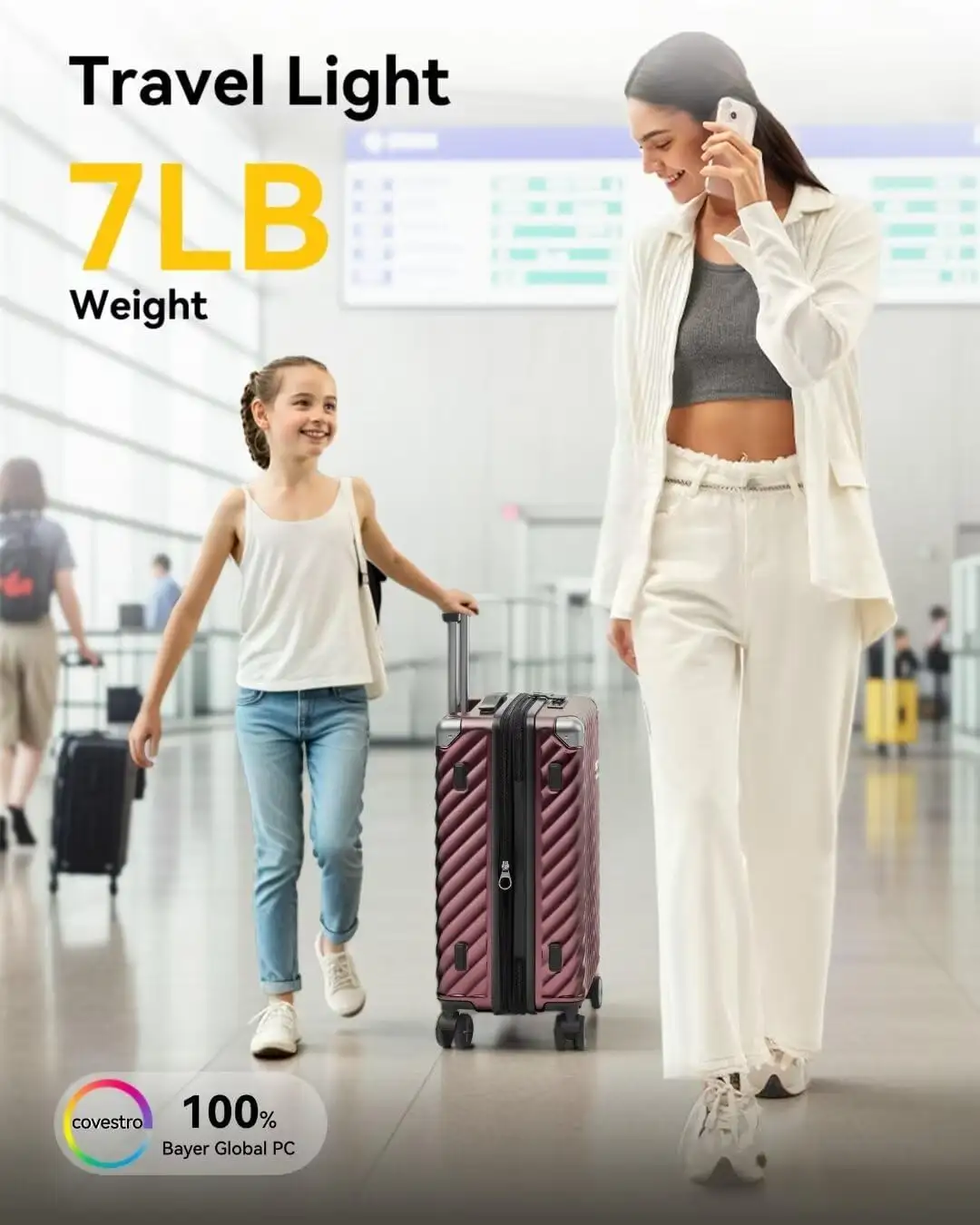 LUGGEX Luggage with Spinner Wheels - Polycarbonate Expandable Hard Shell Suitcase, Carry-On 20-Inch, Black - 61uIMoxdWQL._AC_SL1350_